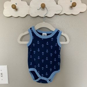 Little Beginnings 6-9 months blue anchor tank onesie (runs small) baby boy girl